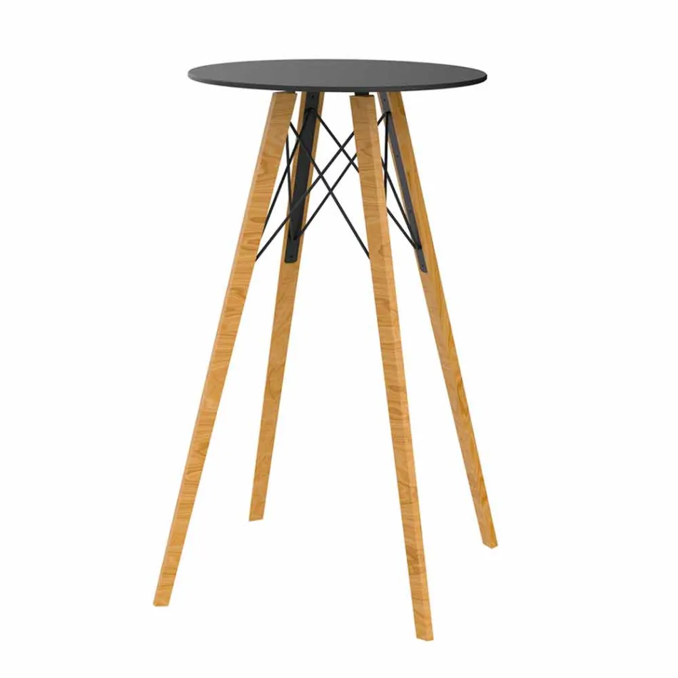 Ronde design hoge bartafel in hout en HP, 4 stuks - Faz Wood van Vondom Viadurini