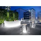 Hoge buitentafel met lichtgevende voet en HPL-blad gemaakt in Italië - Tinuccia Viadurini