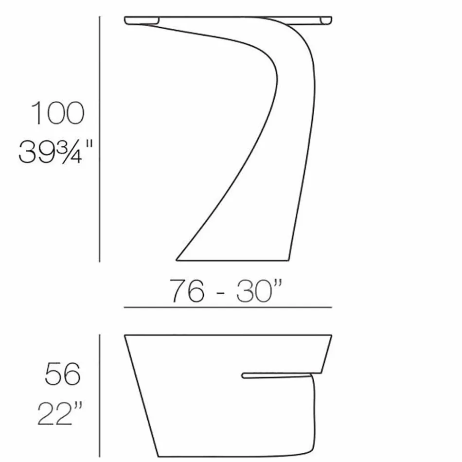 Ontwerp hoge buitentafel H 100 cm, in polyethyleen, Wing Vondom Viadurini