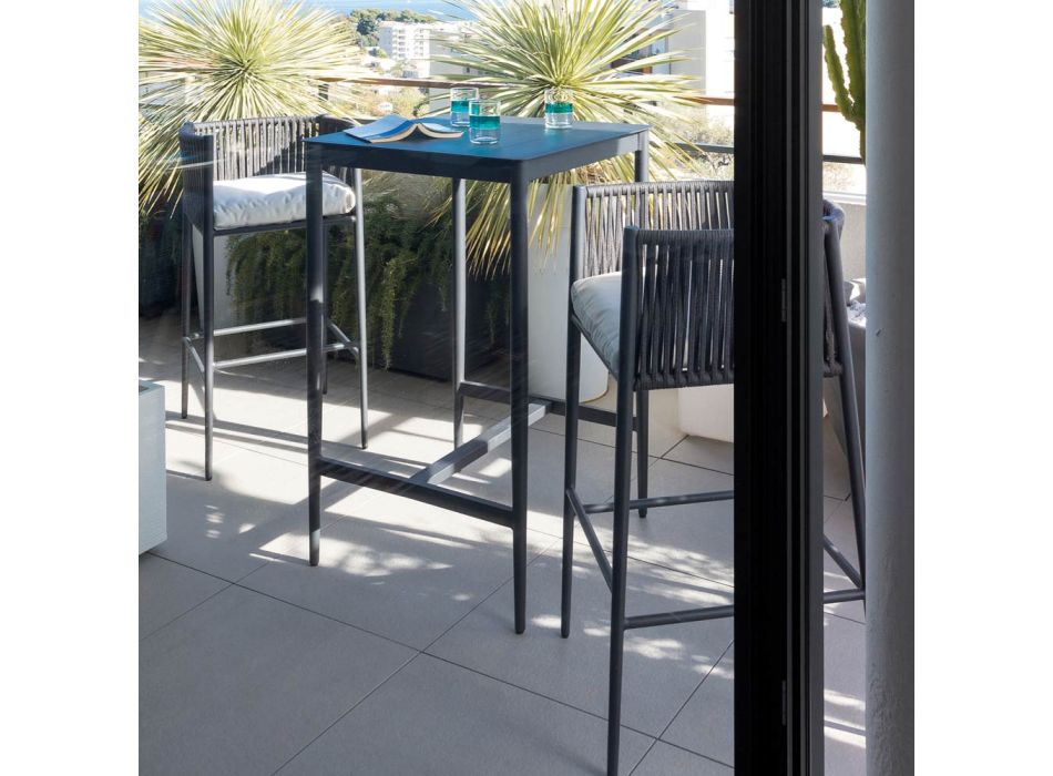 Aluminium vierkante hoge tafel voor buiten Made in Italy - Nymeria Viadurini