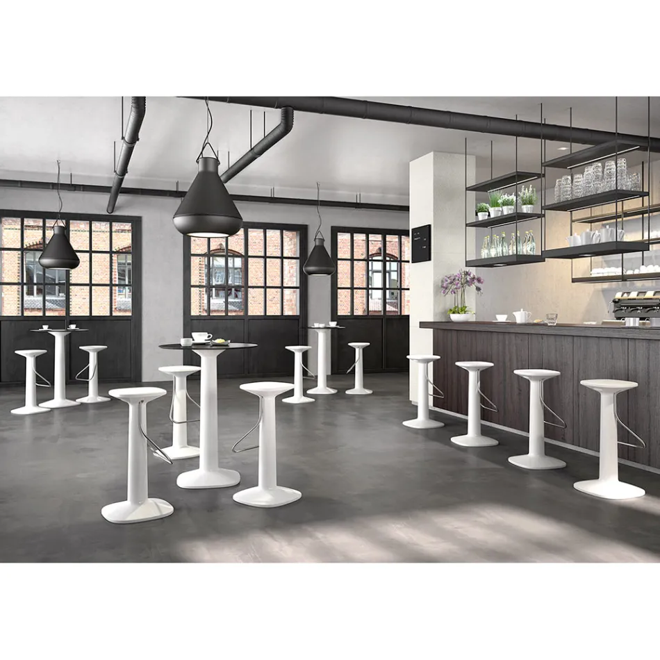 Hoge ronde tafel van polyethyleen met HPL-blad Made in Italy - Pito Viadurini