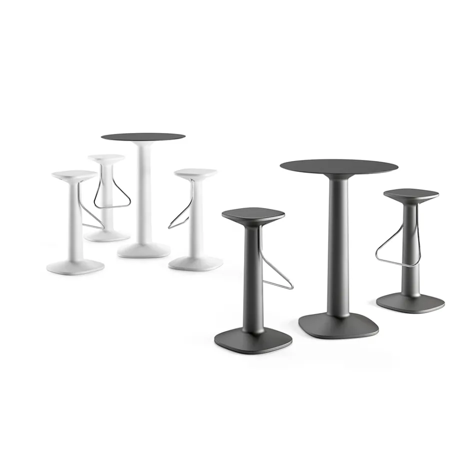 Hoge ronde tafel van polyethyleen met HPL-blad Made in Italy - Pito Viadurini