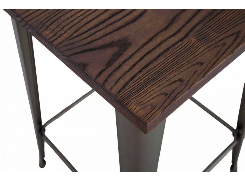 Moderne vierkante bartafel in industriële stijl in ijzer en hout - Sophie Viadurini