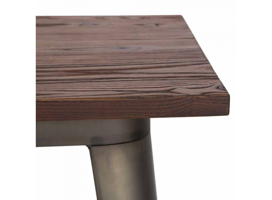 Moderne vierkante bartafel in industriële stijl in ijzer en hout - Sophie Viadurini