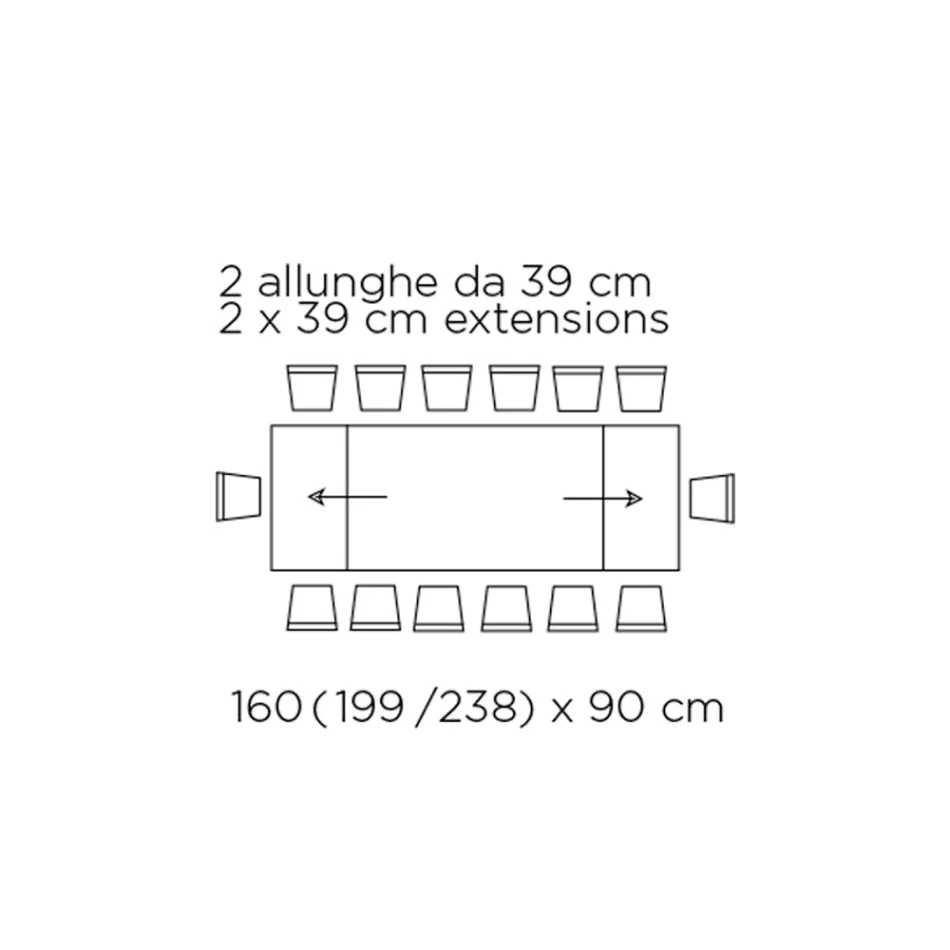 Tafel met geïntegreerde verlengstukken en stalen onderstel van nertsen, gemaakt in Italië - Dalmatiër Viadurini