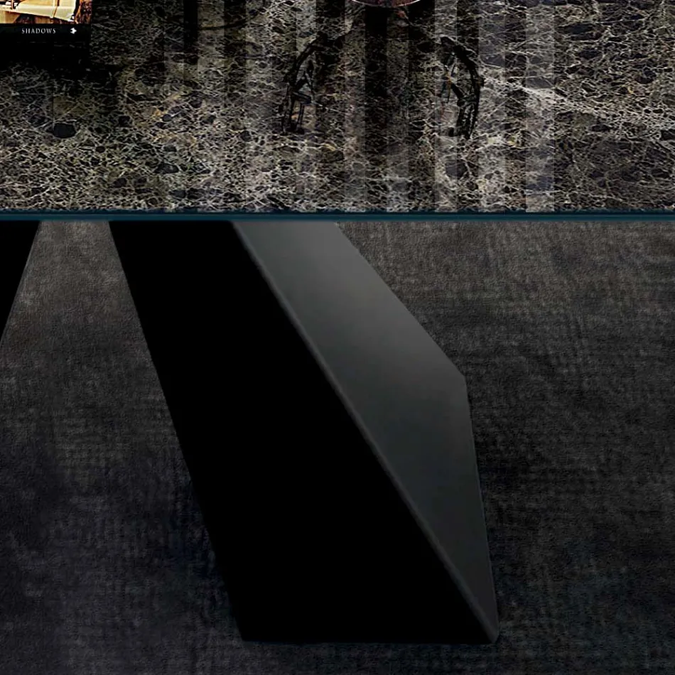 Tafel met geïntegreerde verlengstukken in keramiek en staal Made in Italy - Dalmata Viadurini