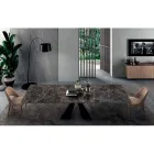 Tafel met geïntegreerde verlengstukken in keramiek en staal Made in Italy - Dalmata Viadurini