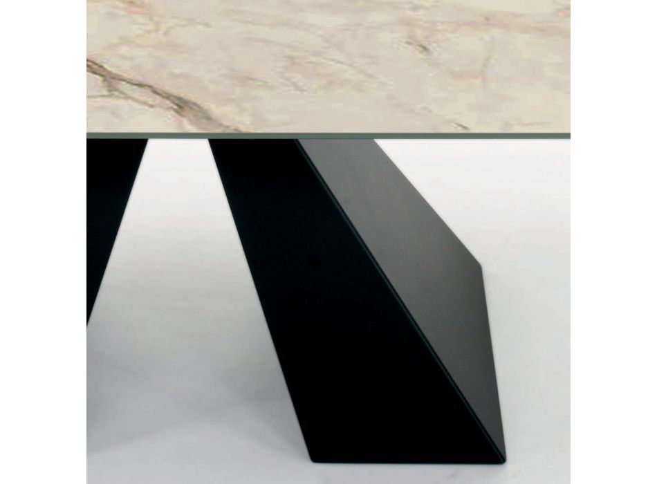 Tafel met geïntegreerde verlengstukken in keramiek en staal Made in Italy - Dalmata Viadurini