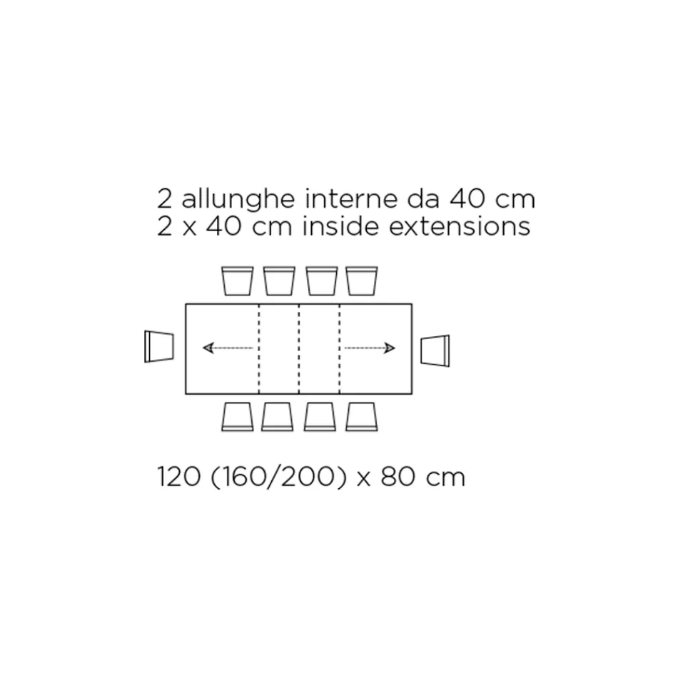 Tafel met interne verlengstukken en vouwrand van laminaat Made in Italy - Gordito Viadurini