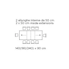 Tafel met interne verlengstukken en vouwrand van laminaat Made in Italy - Gordito Viadurini