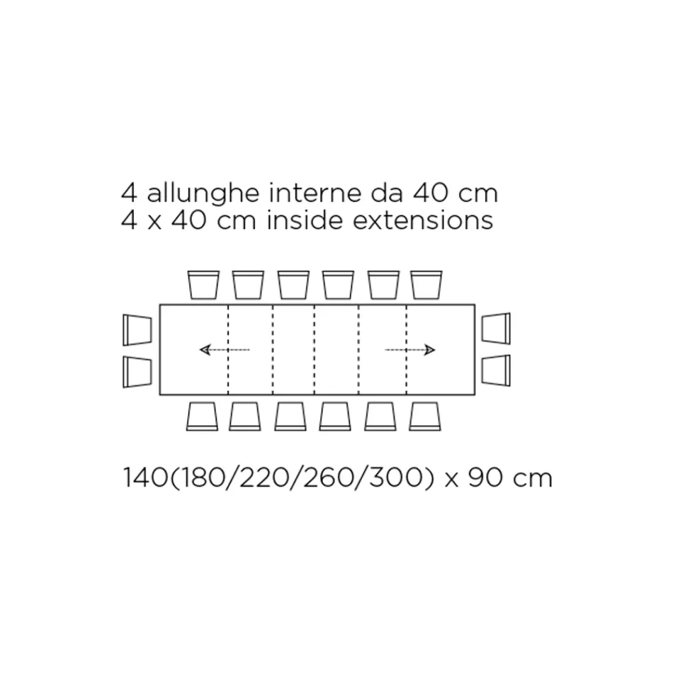 Tafel met interne verlengstukken en vouwrand van laminaat Made in Italy - Gordito Viadurini