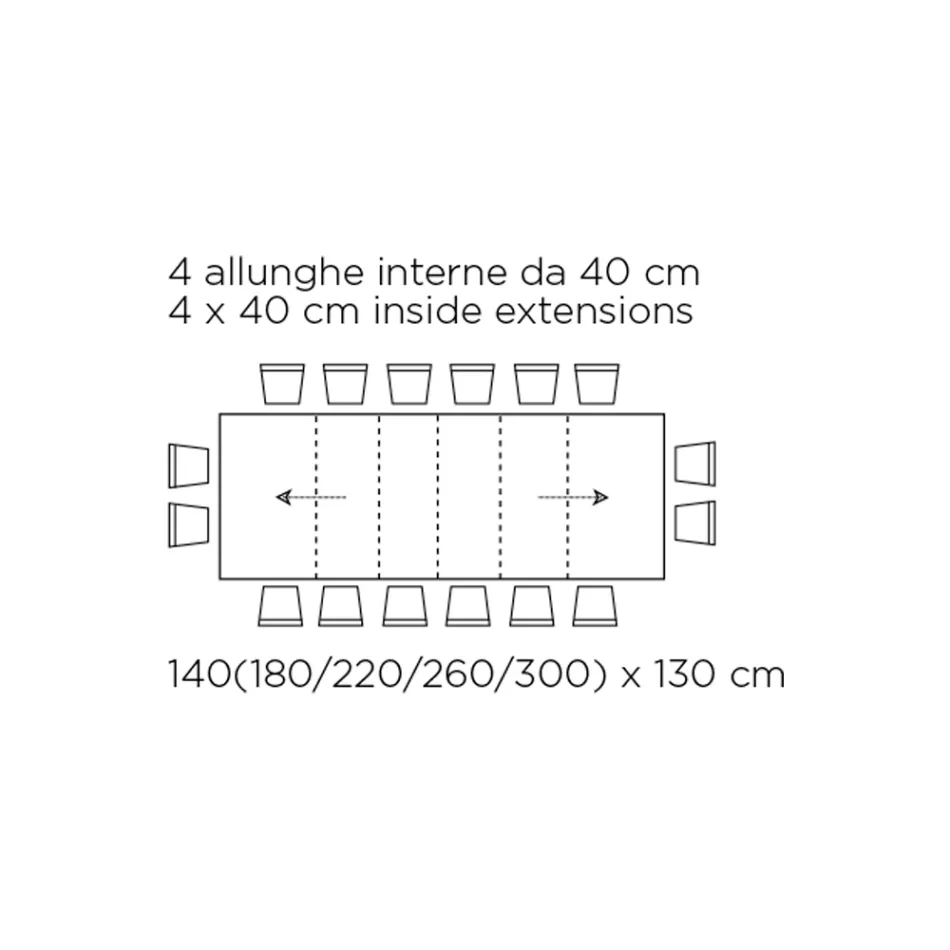 Tafel met interne verlengstukken en vouwrand van laminaat Made in Italy - Gordito Viadurini