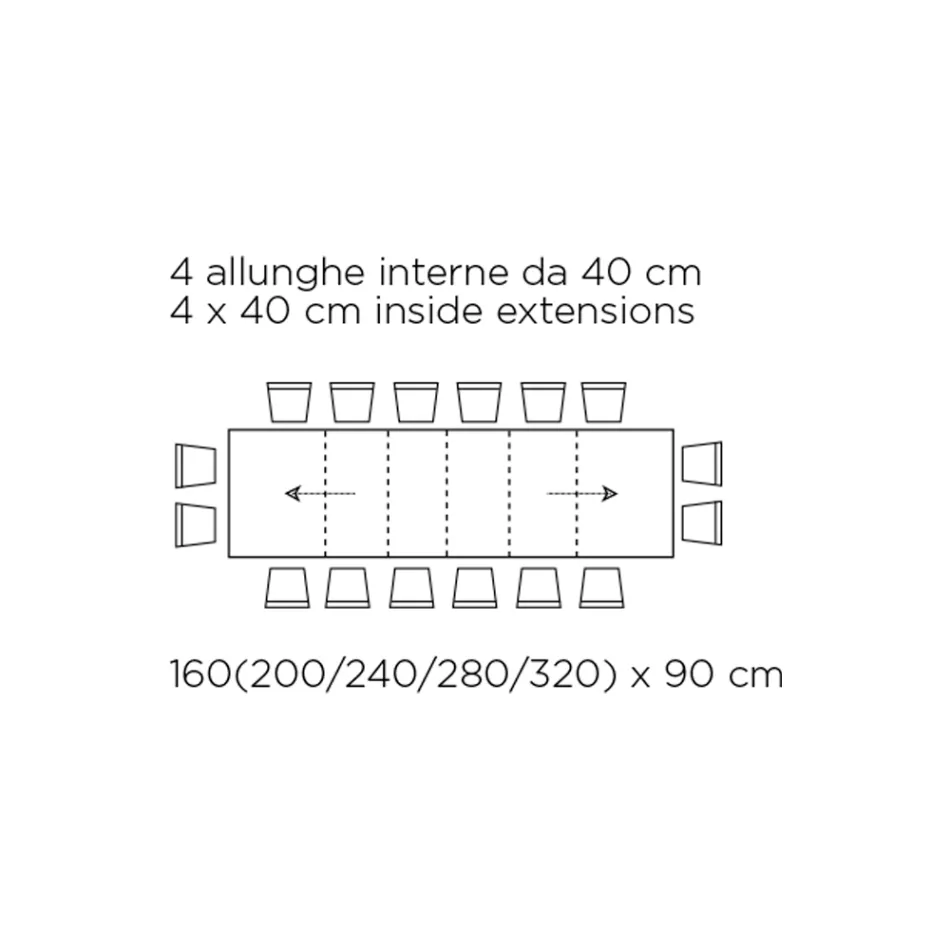 Tafel met interne verlengstukken en vouwrand van laminaat Made in Italy - Gordito Viadurini