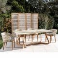 Tafel met houten onderstel en keramiek blad Calacatta Hermitage - Infinity