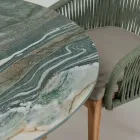 Tafel met keramisch blad en teakhouten onderstel Made in Italy - Helm Viadurini