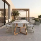 Tafel met keramisch blad en massief teakhouten onderstel Made in Italy - Blouse Viadurini