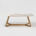 Tafel met keramisch blad en massief teakhouten onderstel Made in Italy - Blouse Viadurini