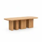 Tafel met geborsteld teakhouten blad en afgeronde hoeken - Bestemming Viadurini