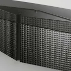 Tafel met gevormd glazen blad en gesmolten glas en metalen onderstel - Foglietto Viadurini