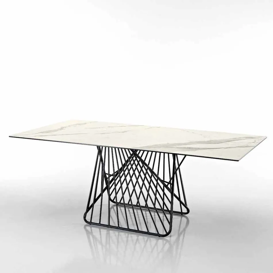 Tafel met top gemaakt in Italië modern glaskeramiek, Mitia Viadurini
