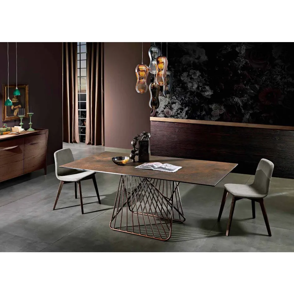 Tafel met top gemaakt in Italië modern glaskeramiek, Mitia Viadurini