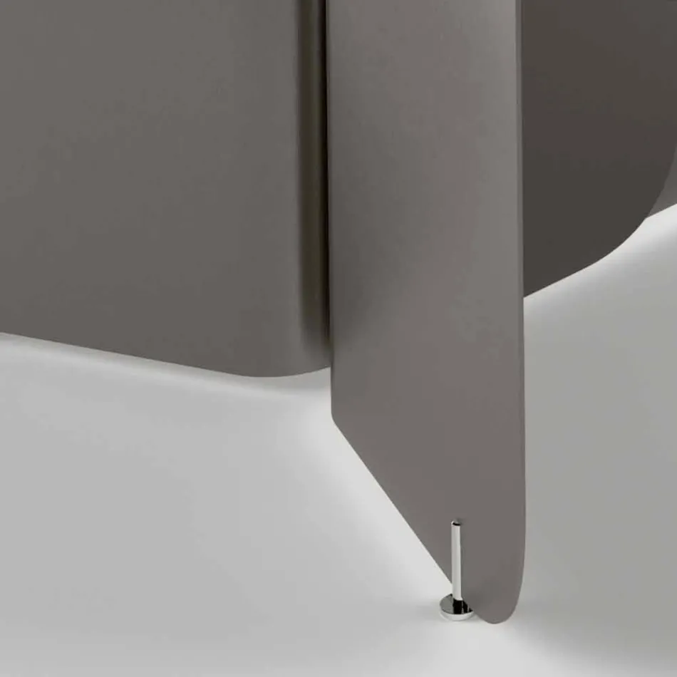 Tafel met gevormd glazen blad en gebogen metalen onderstel - Piacere Viadurini