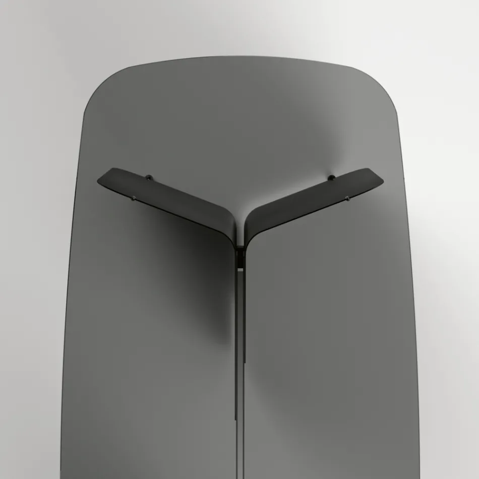 Tafel met gevormd glazen blad en gebogen metalen onderstel - Piacere Viadurini