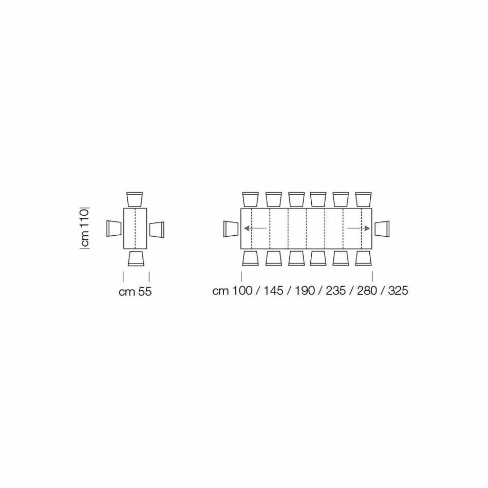 Uitschuifbare consoletafel tot 325 cm in melamine Made in Italy - Settimmio Viadurini