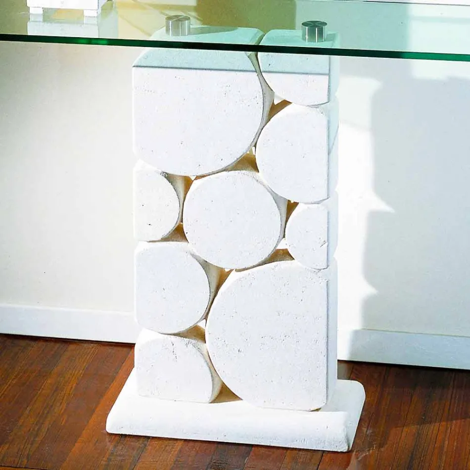 Consoletafel in steen en glas met een modern Hosios-design Viadurini