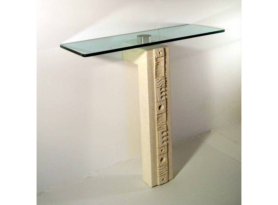 Rechthoekige consoletafel in steen en kristal van Abidos-design Viadurini