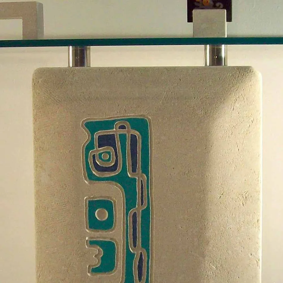 Rechthoekige consoletafel in steen en kristalontwerp Soter Viadurini