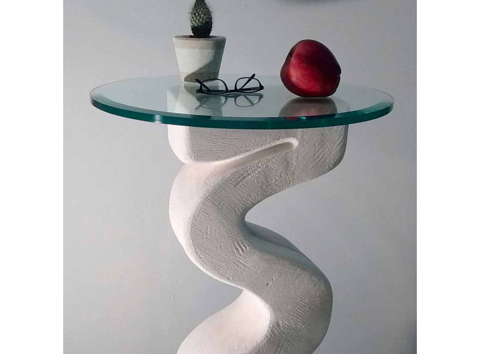 Ronde tafel in steen en kristal van Babylas design Viadurini