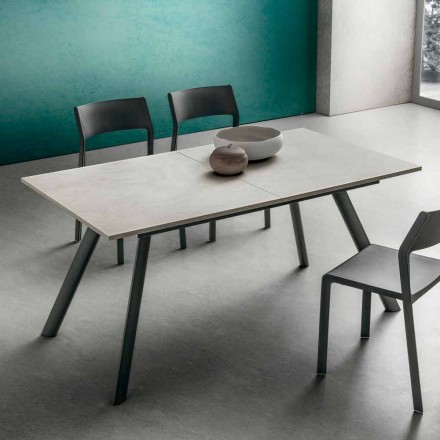 Uitschuifbare keukentafel tot 210 cm steeneffect Made in Italy - Giocondo Viadurini