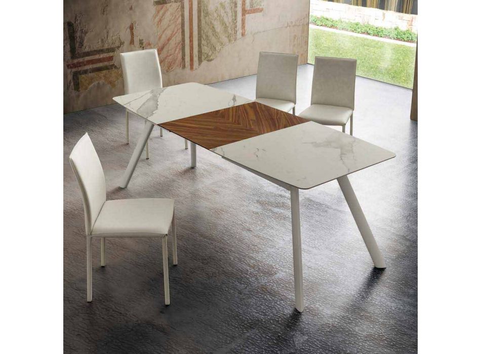 Uitschuifbare keukentafel tot 210 cm in Laminam Made in Italy - Giocondo Viadurini