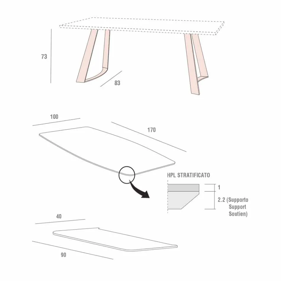 Uitschuifbare keukentafel tot 280 cm marmereffect Made in Italy - Pinokkio Viadurini
