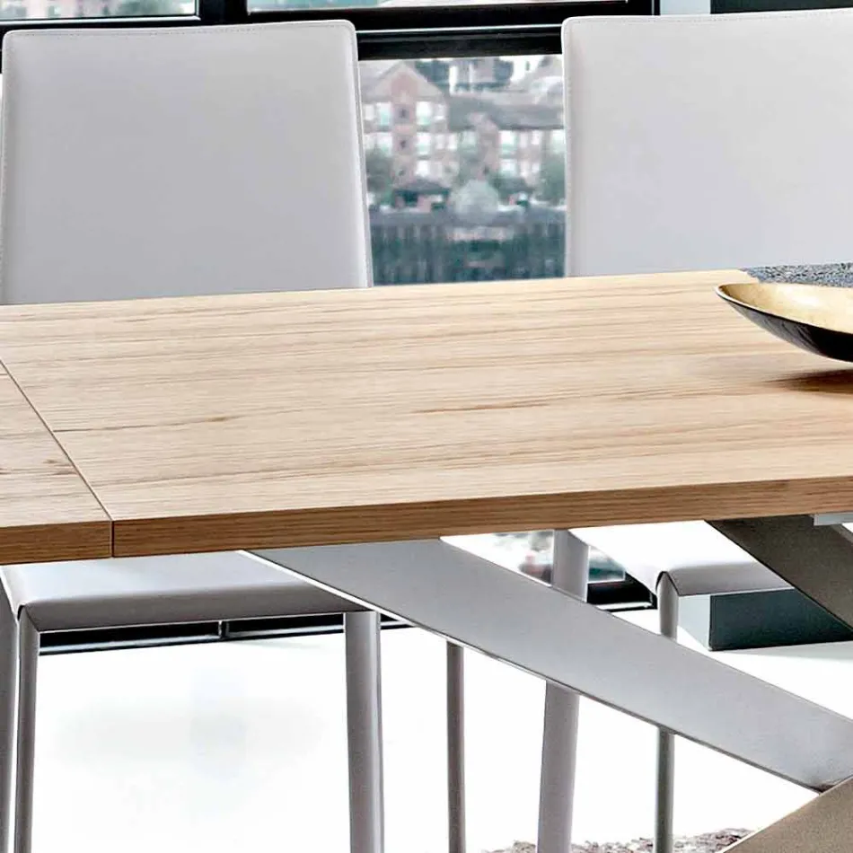 Uitschuifbare keukentafel tot 280 cm in hout Made in Italy - Carlino Viadurini