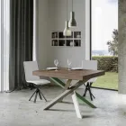 Uitschuifbare keukentafel tot 440 cm in hout en ijzer Made in Italy - Lennon Viadurini