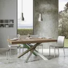 Uitschuifbare keukentafel tot 440 cm in hout en ijzer Made in Italy - Lennon Viadurini