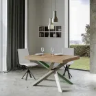 Uitschuifbare keukentafel tot 440 cm in hout en ijzer Made in Italy - Lennon Viadurini
