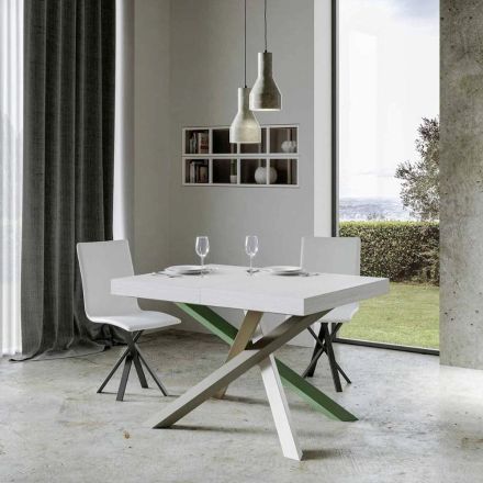 Uitschuifbare keukentafel tot 440 cm in hout en ijzer Made in Italy - Lennon Viadurini