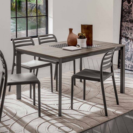 Keukentafel met melamine blad en metalen onderstel Made in Italy - Spilla Viadurini