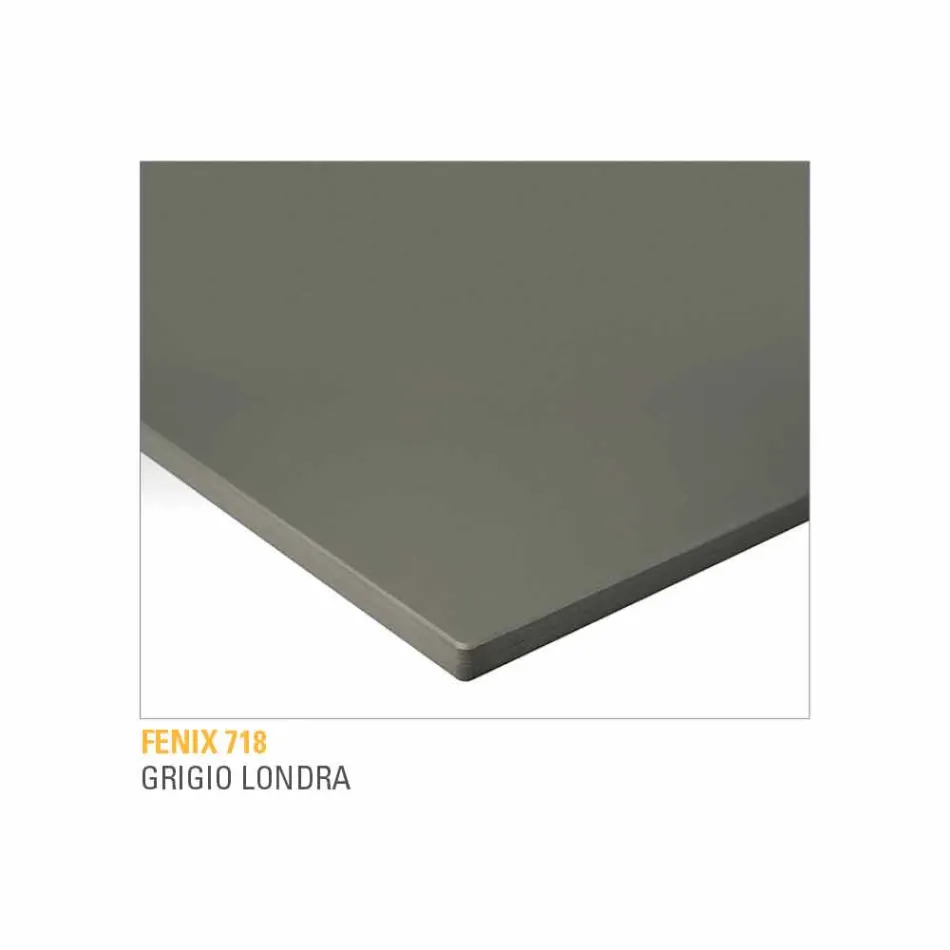 Keukentafel in gelamineerd Fenix en zwart aluminium Made in Italy - Lingotto Viadurini