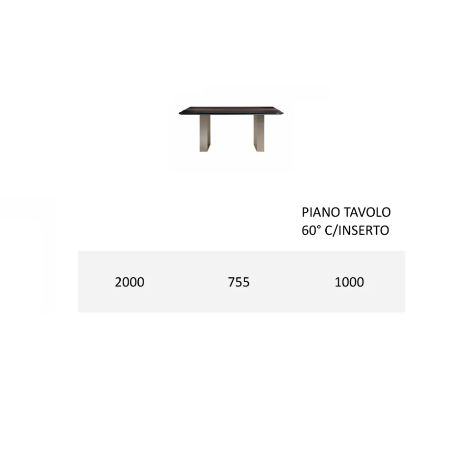 Mdf keukentafel met massief houten inzetstuk Made in Italy - Tusco Viadurini