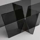 Rechthoekige keukentafel met glazen blad en onderstel Made in Italy - Tiseo Viadurini