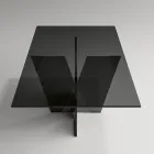 Rechthoekige keukentafel met glazen blad en onderstel Made in Italy - Tiseo Viadurini