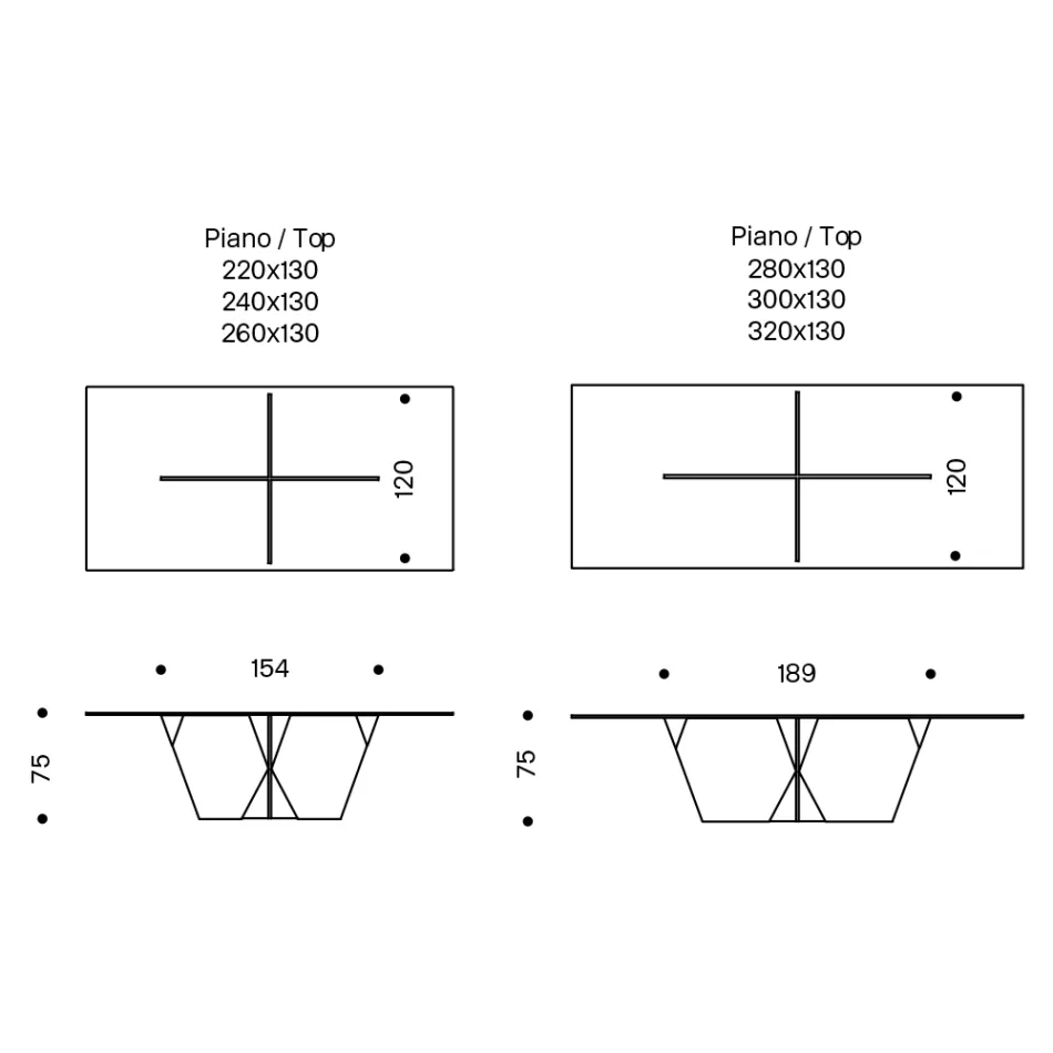 Rechthoekige keukentafel met glazen blad en onderstel Made in Italy - Tiseo Viadurini