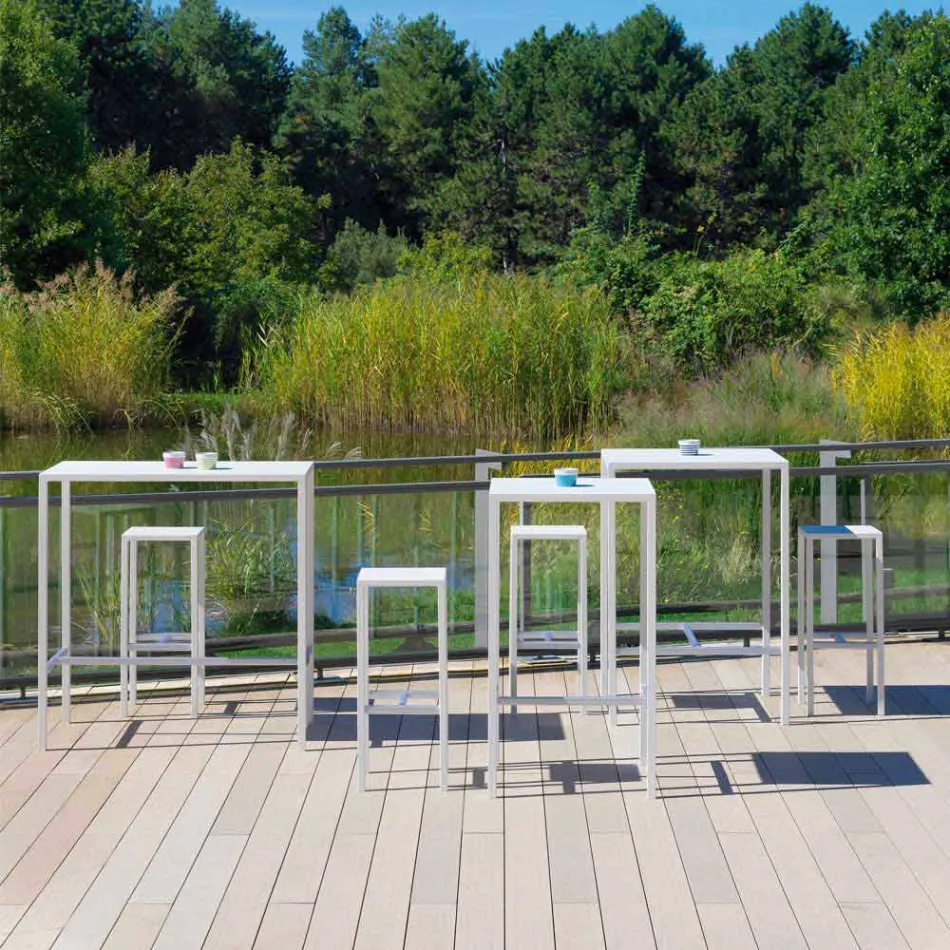 Buiten beschilderde metalen vierkante bartafel gemaakt in Italië - Fada Viadurini