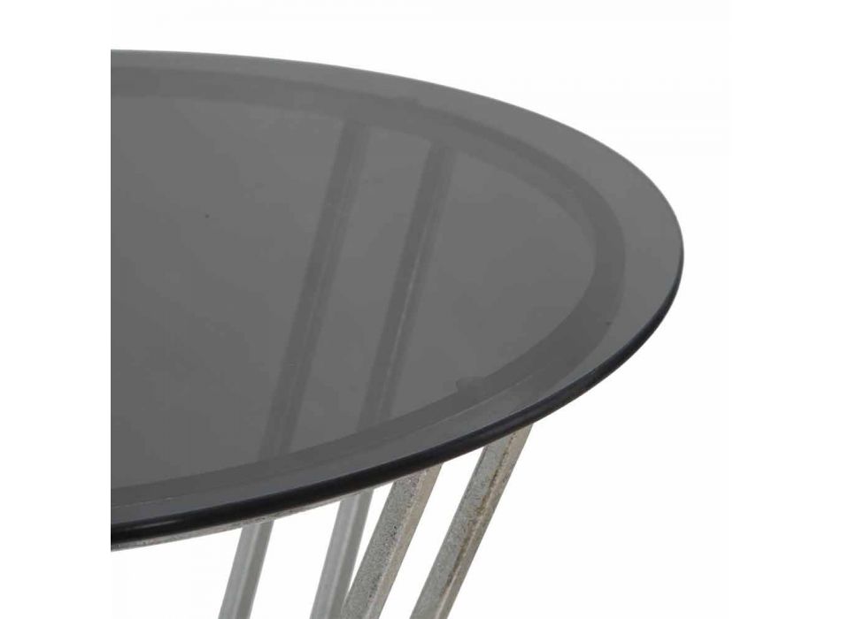 Modern design ronde bartafel in ijzer en glas - Benita Viadurini