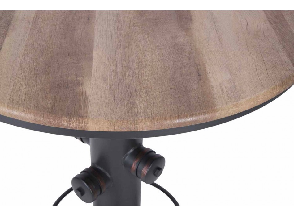 Ronde bartafel in industriële stijl in ijzer- en houtdesign - Niv Viadurini