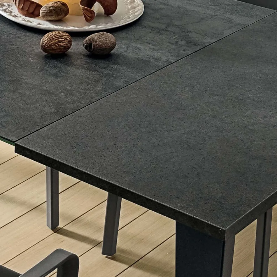 Uitschuifbare keukentafel in fijn laminaatkeramiek Made in Italy - Efisto Viadurini